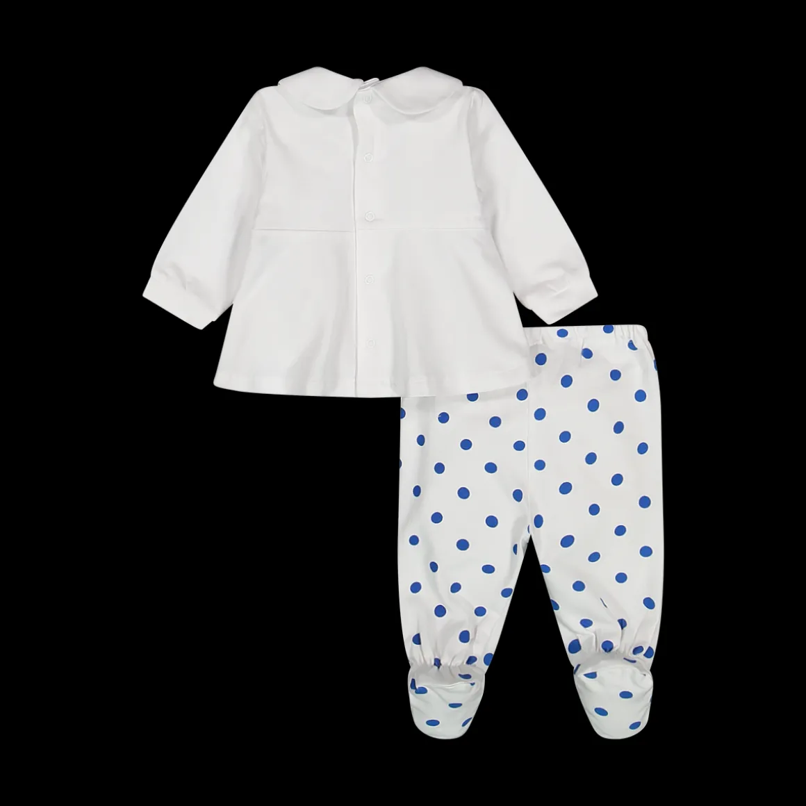 Completo con pantalone a pois da neonata