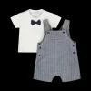 Completo con salopette gessata da bambino