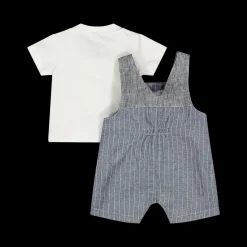 Completo con salopette gessata da bambino