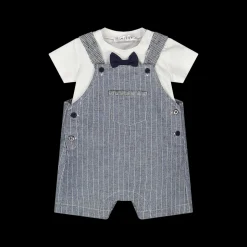 Completo con salopette gessata da bambino
