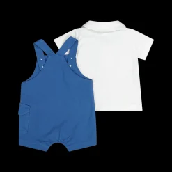 Completo due pezzi salopette corta e polo a maniche corte bambino.