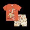 Completo due pezzi t-shirt maniche corte in jersey e bermuda in felpa stampata bambino