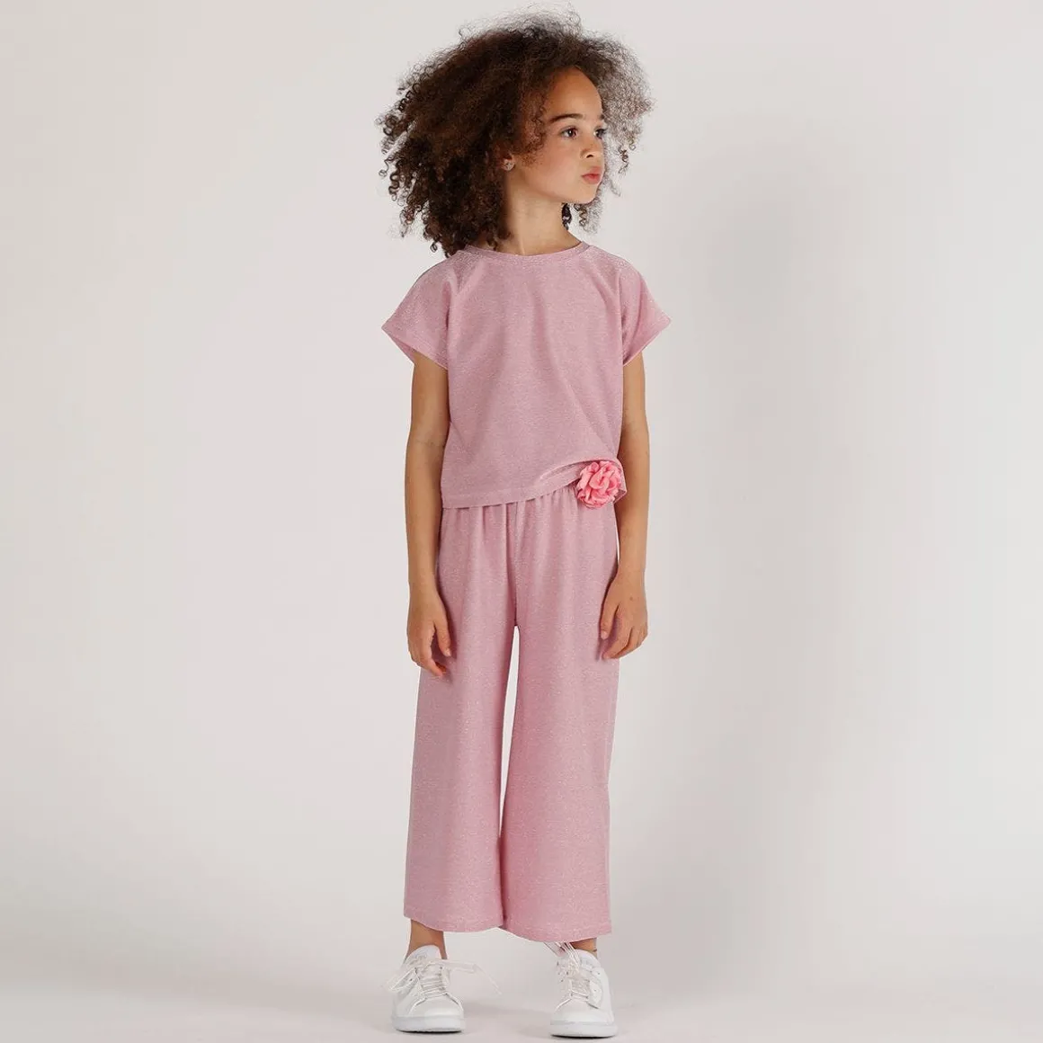 Completo elegante in jersey lurex bambina