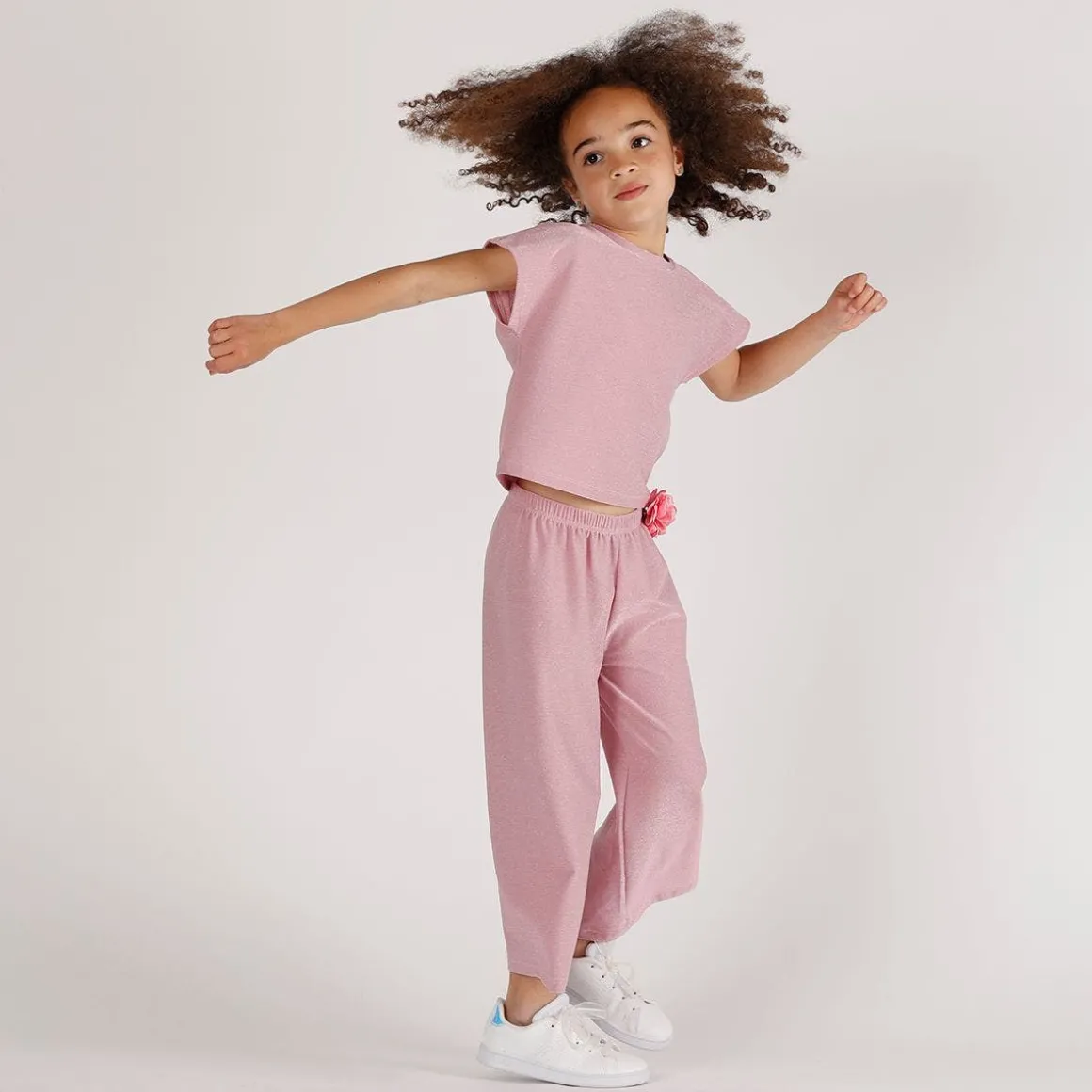 Completo elegante in jersey lurex bambina