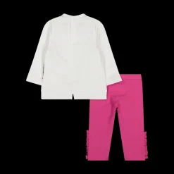 Completo felpa e pantaloni con orsetto da bambina