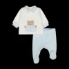 Completo in ciniglia bianco azzurro neonato