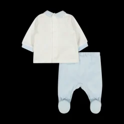 Completo in ciniglia bianco azzurro neonato