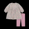 Completo in felpa stretch misto cotone bio per neonata