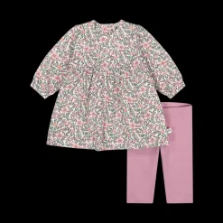 Completo in felpa stretch misto cotone bio per neonata