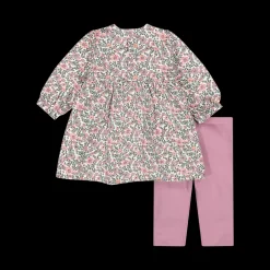 Completo in felpa stretch misto cotone bio per neonata