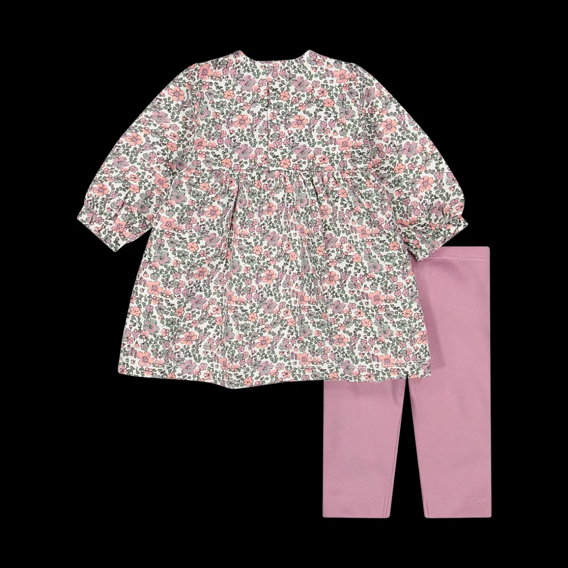 Completo in felpa stretch misto cotone bio per neonata
