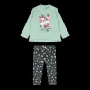 Completo in interlock con stampe per bambina
