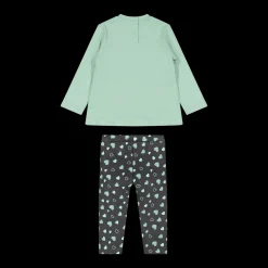 Completo in interlock con stampe per bambina