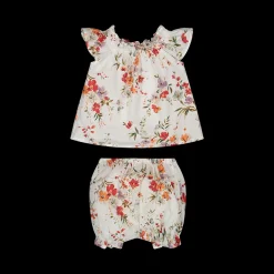 Completo in tela stampata a fiori liberty da bambina