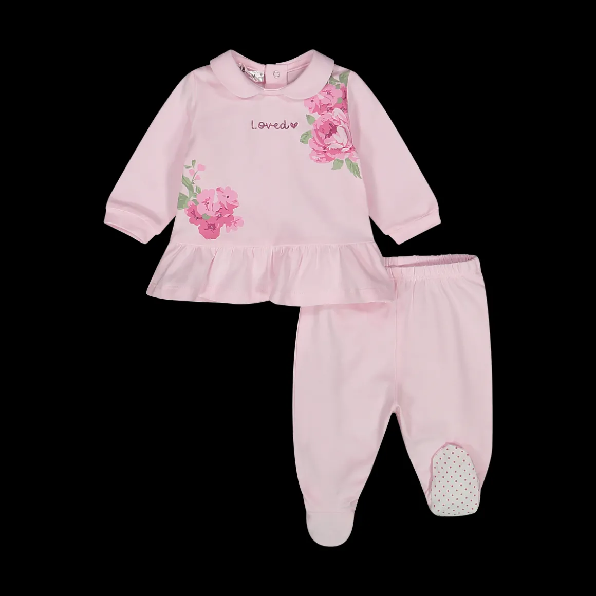 Completo maglia e pantalone rosa da neonata
