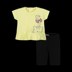 Completo maglietta con stampa e leggings da bambina