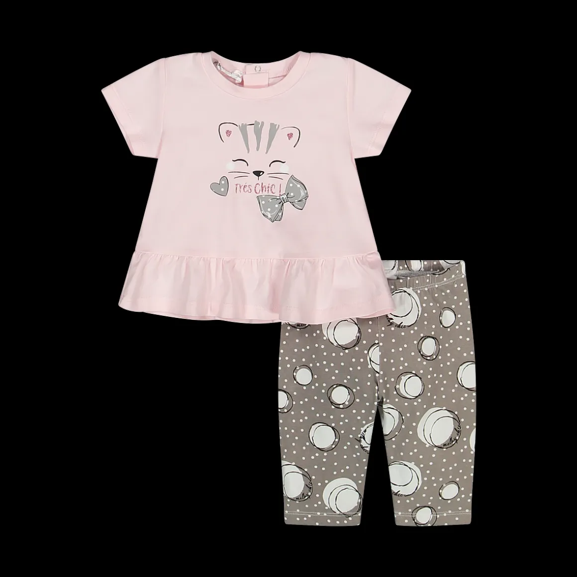 Completo maglietta con stampa e leggings da bambina
