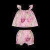 Completo top e coulotte stampati da bambina