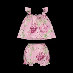 Completo top e coulotte stampati da bambina