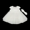 Elegante abito in pizzo e tulle per neonata