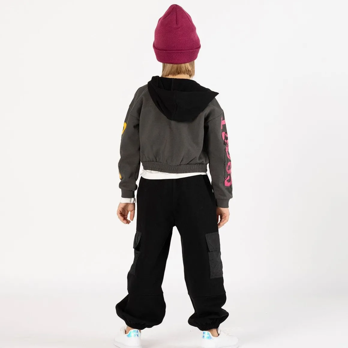 Felpa con nylon e zip per bambina