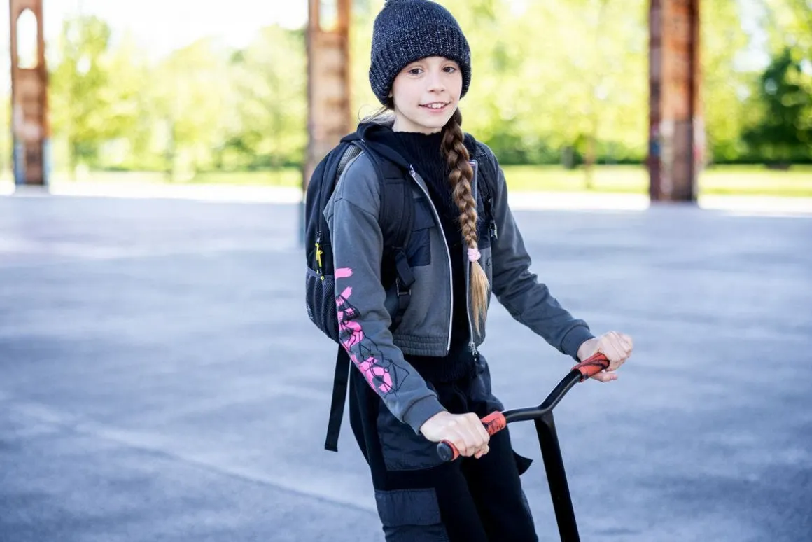 Felpa con nylon e zip per bambina