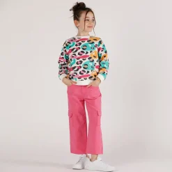 Felpa con stampa colorata da bambina