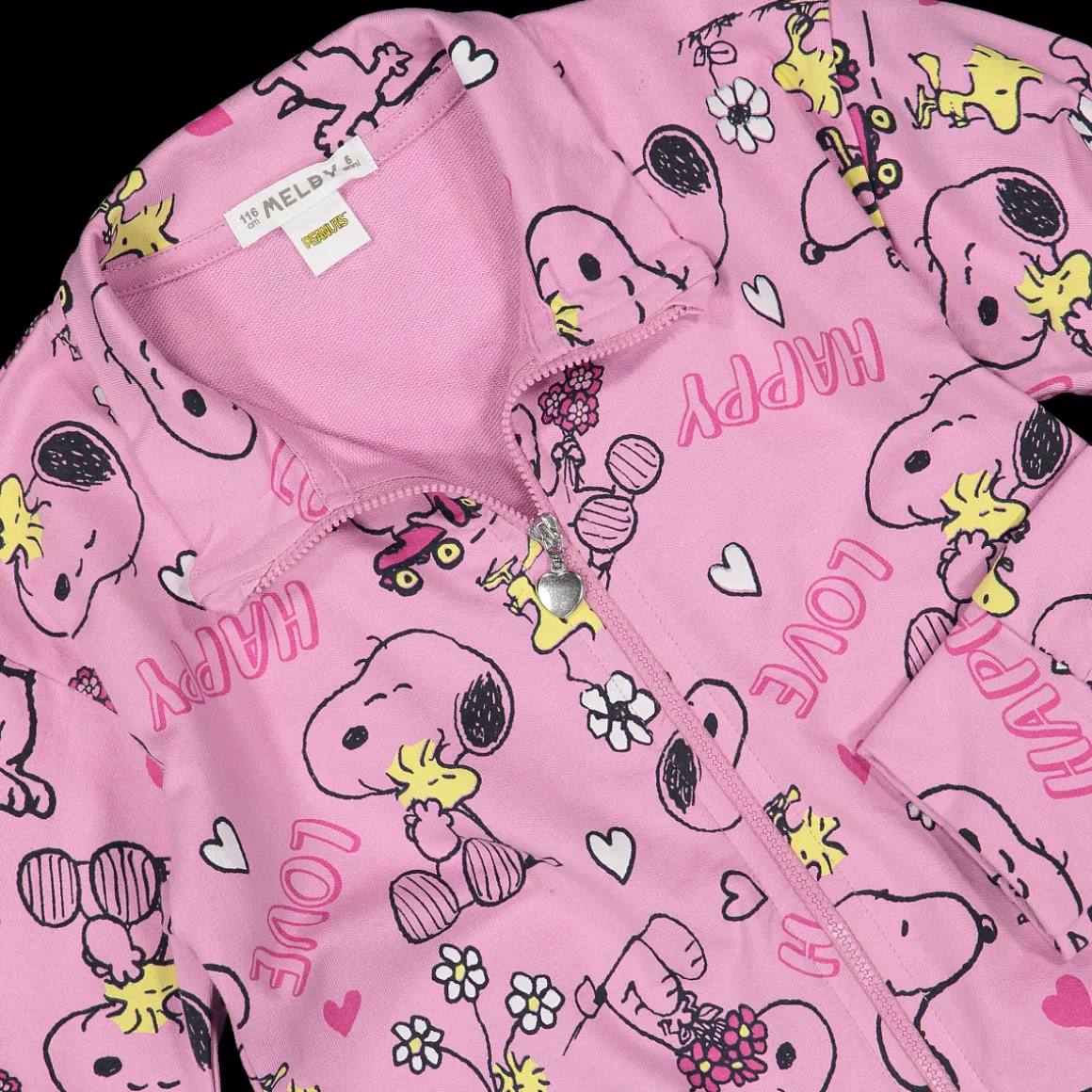 Felpa con zip e stampa Snoopy da bambina