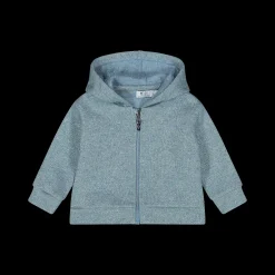 Felpa effetto tricot con zip e cappuccio da bambina