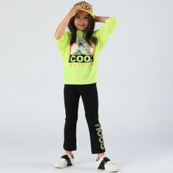 Felpa fluo con stampa da bambina