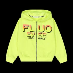 Felpa fluo con zip da bambina