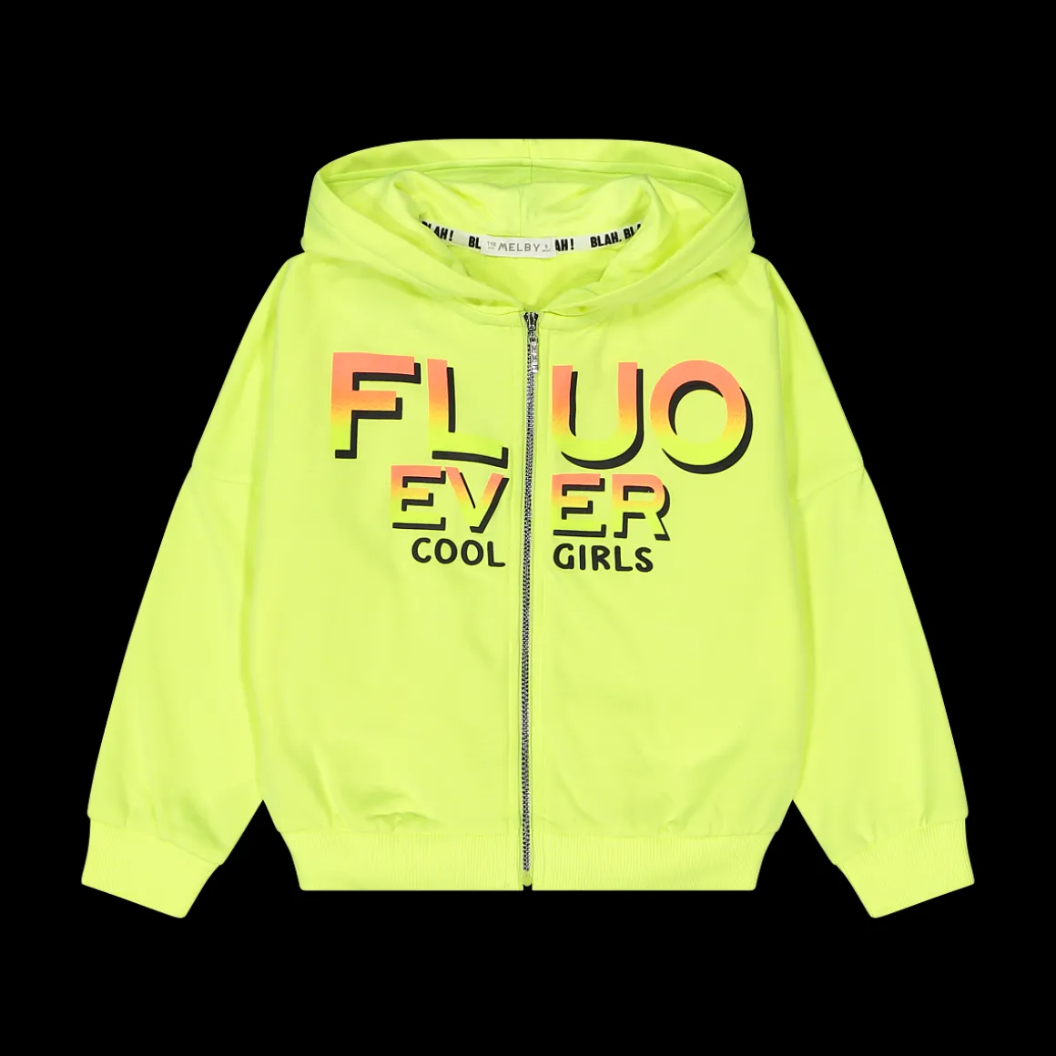 Felpa fluo con zip da bambina