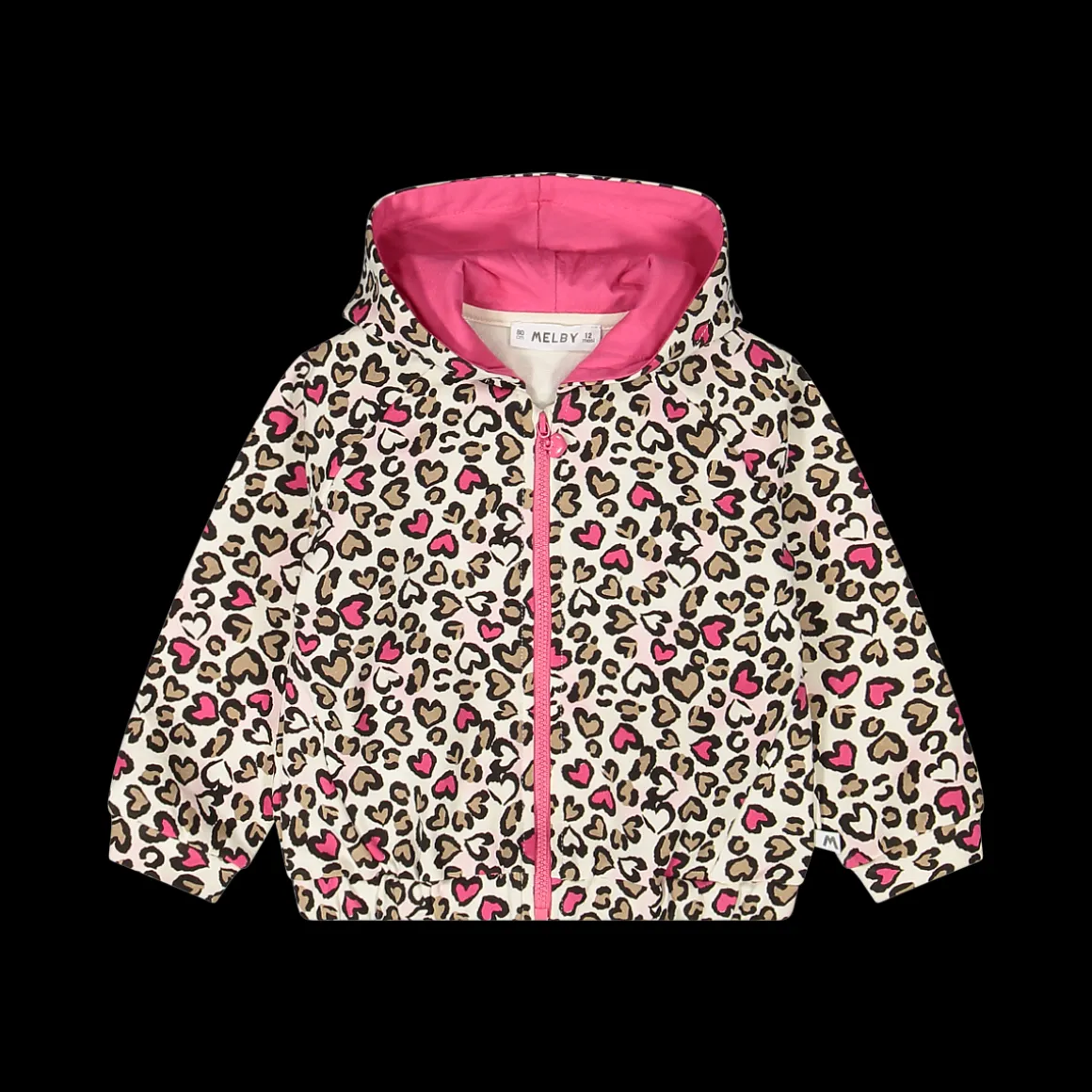 Felpa full zip con cappuccio maculata per baby girl