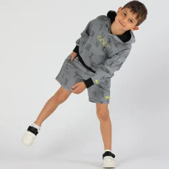 Felpa rigata da bambino con cappuccio