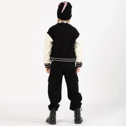 Felpa stile varsity in felpa diagonale per bambina