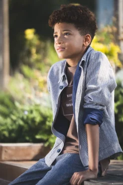 Giacca a camicia in misto lino per bambino