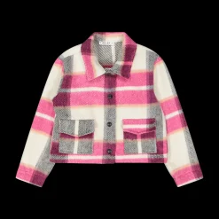 Giacca cropped a quadri per bambina