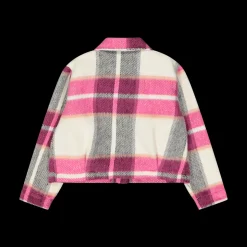 Giacca cropped a quadri per bambina