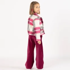 Giacca cropped a quadri per bambina