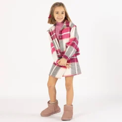 Giacca cropped a quadri per bambina