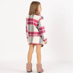 Giacca cropped a quadri per bambina