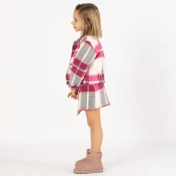 Giacca cropped a quadri per bambina