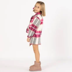 Giacca cropped a quadri per bambina