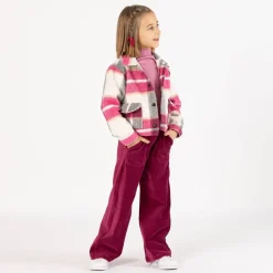 Giacca cropped a quadri per bambina