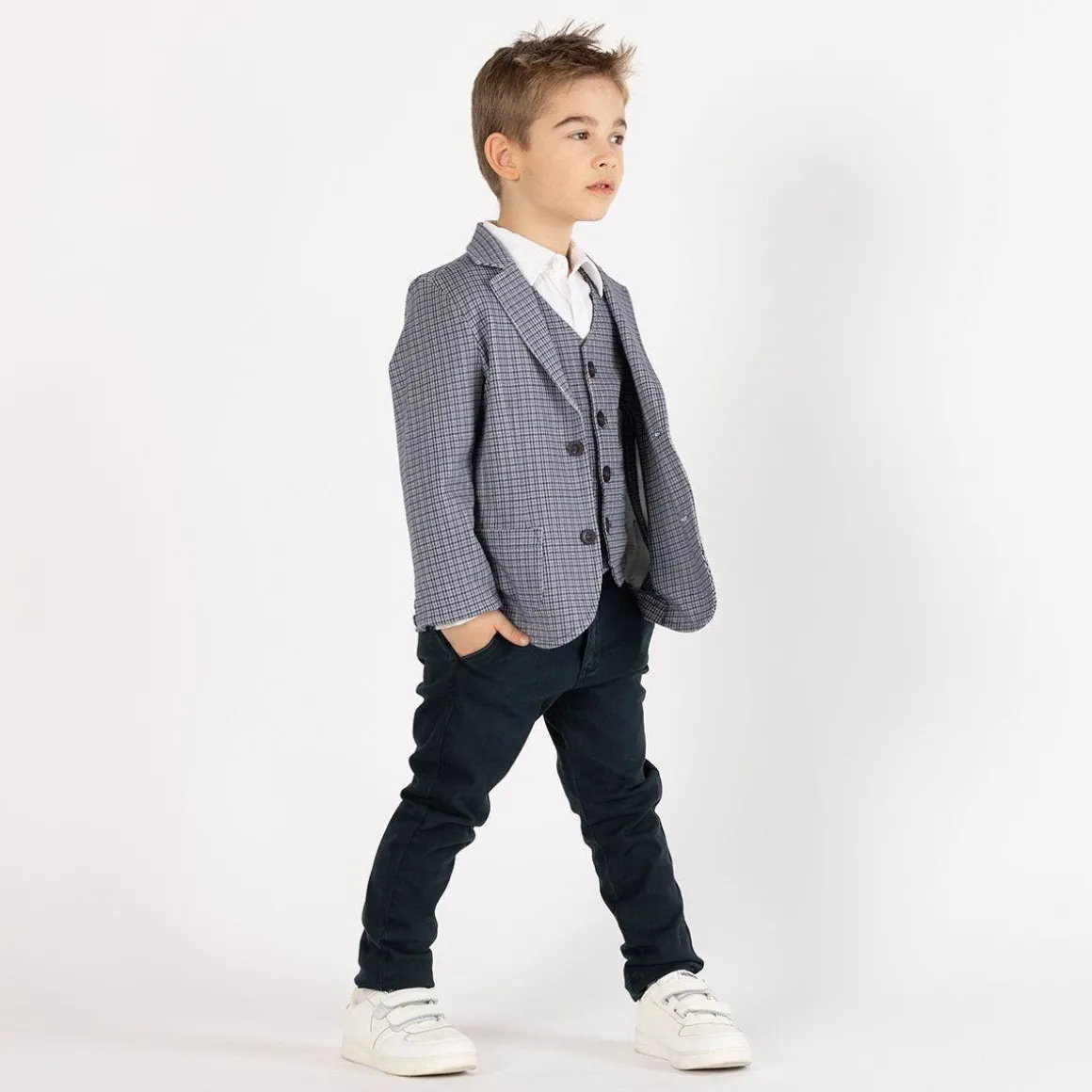 Giacca pied de poule per bambino