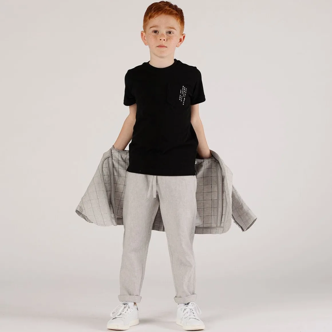 Giacca quadri grigio bambino