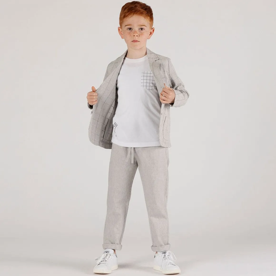 Giacca quadri grigio bambino