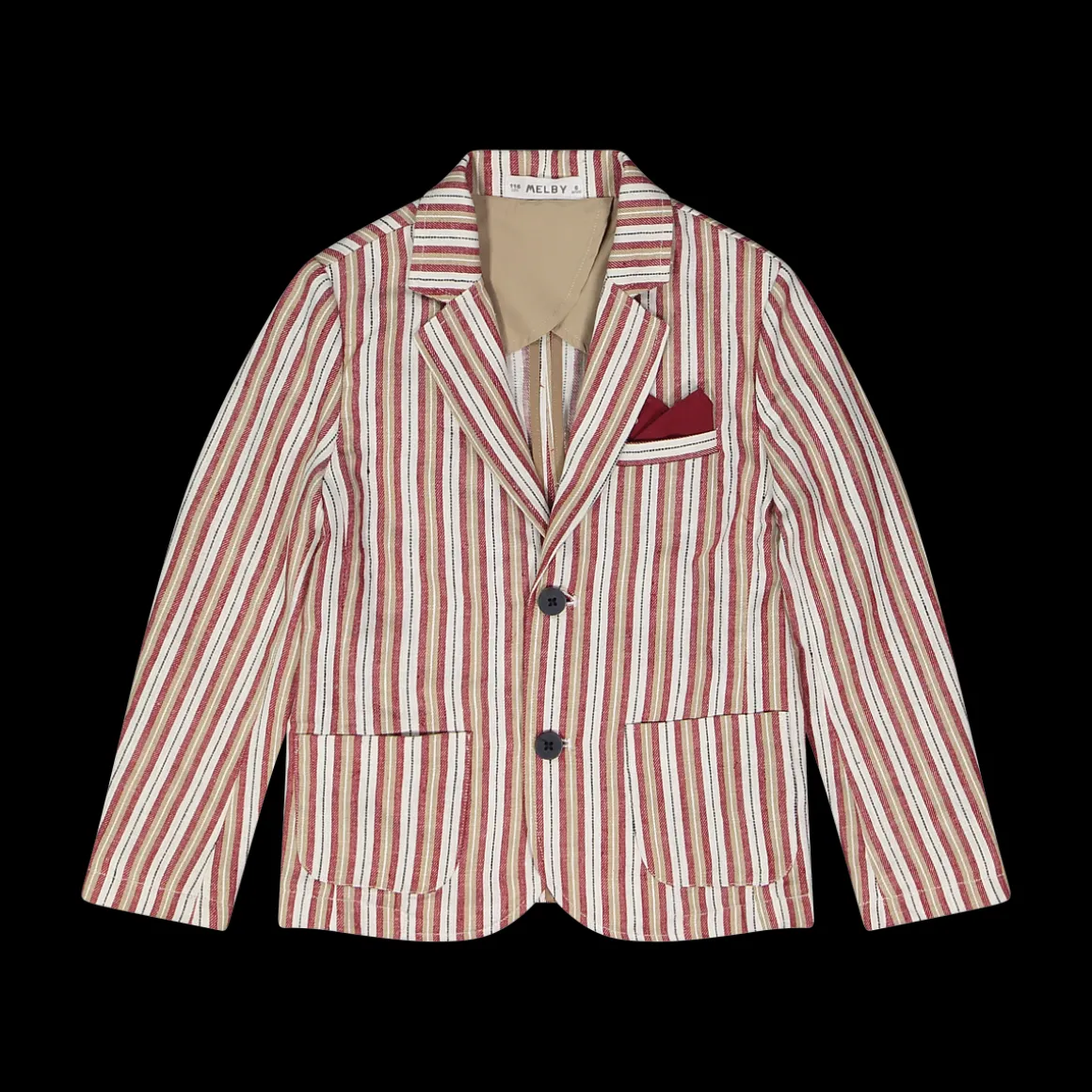 Giacca rigata bambino beige bordeaux