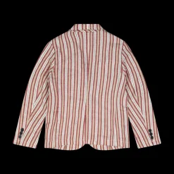 Giacca rigata bambino beige bordeaux