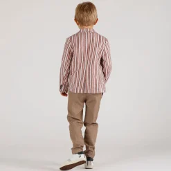 Giacca rigata bambino beige bordeaux